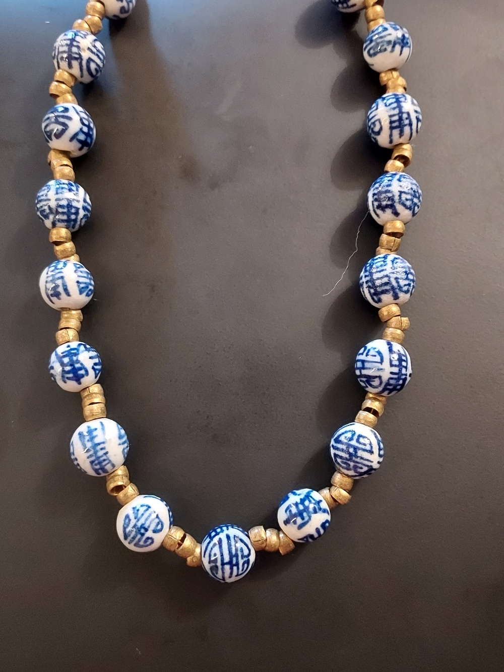Blue and White Porcelain Bead Necklace